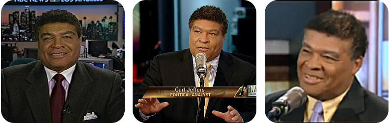 Carl Jeffers on NBC News Los Angeles, on a political analyst panel, and during a televised interview