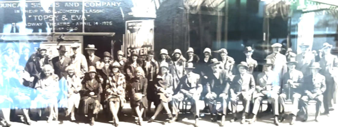 Authentic 1925 cast photograph of the Duncan Sisters and Company production of Topsy and Eva outside the Broadway Theatre